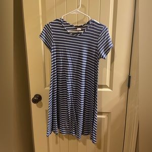 Blue & White Striped T-Shirt Dress